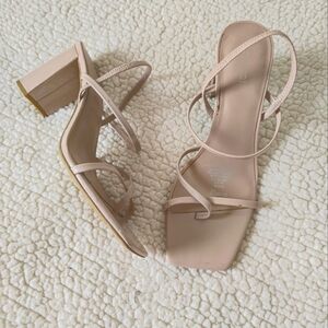 Nude Strappy Block Heel Sandals Size 40 (US 9 1/2-10)